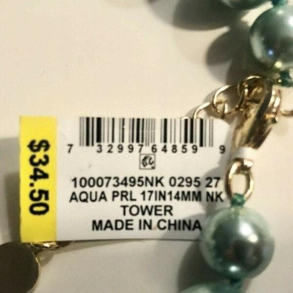 Charter Club Imitation 14mm Pearl Collar Necklace (Aqua) New with tag - Picture 2 of 5